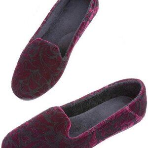 Womens Slippers Size‎ 10 Burgundy and Black Velvet New